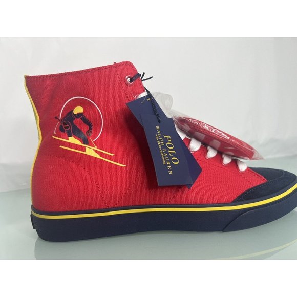 Polo Ralph Lauren Other - Polo Ralph Lauren Men Shoes Solomon Christmas Red Ski Canvas Sneakers Sz 10 10.5
